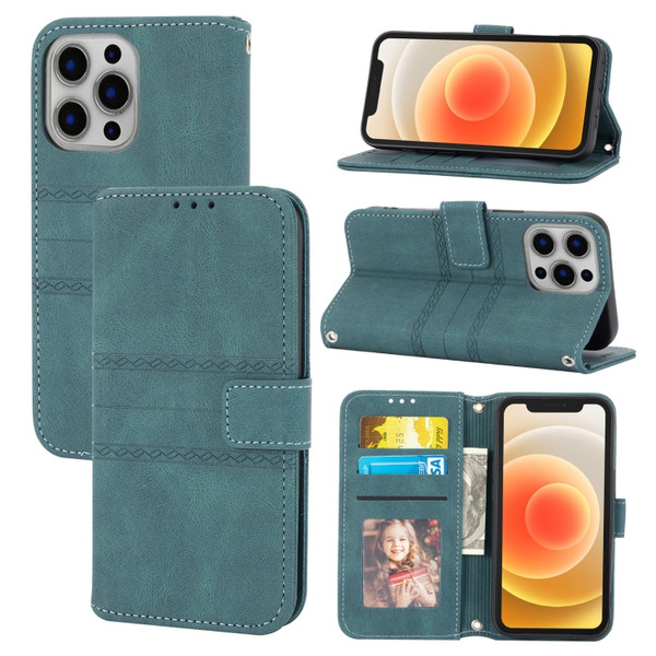 Embossed Striped Magnetic Buckle PU + TPU Horizontal Flip Leather Case with Holder & Card Slot & Wallet & Photo Frame & Sling