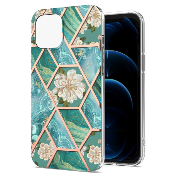 Electroplating Splicing Marble Flower Pattern TPU Shockproof Case