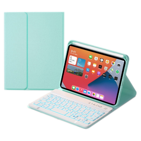 HK006D Square Keys Detachable Bluetooth Keyboard Leather Case with White Backlight & Holder for iPad mini 6