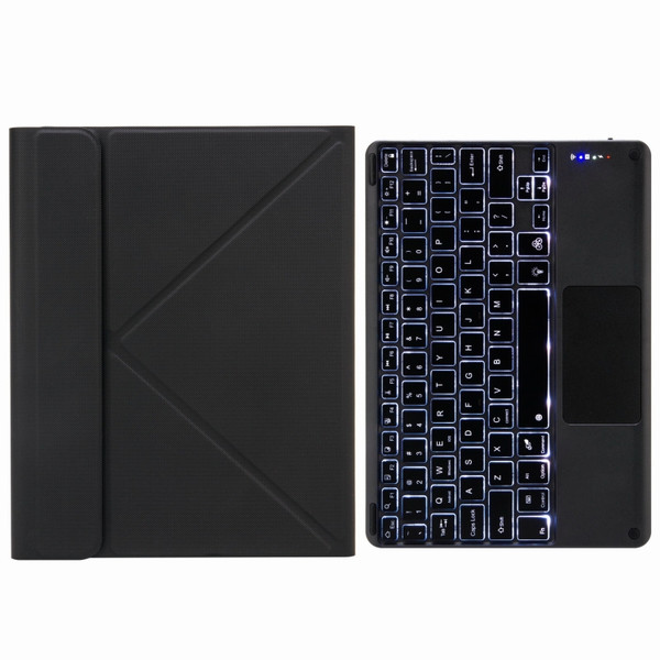 H-097CS Touch Backlight Bluetooth Keyboard Leather Case with Rear Three-fold Holder