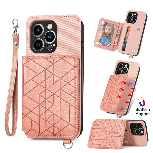 Geometric Wallet Phone Case with Lanyard