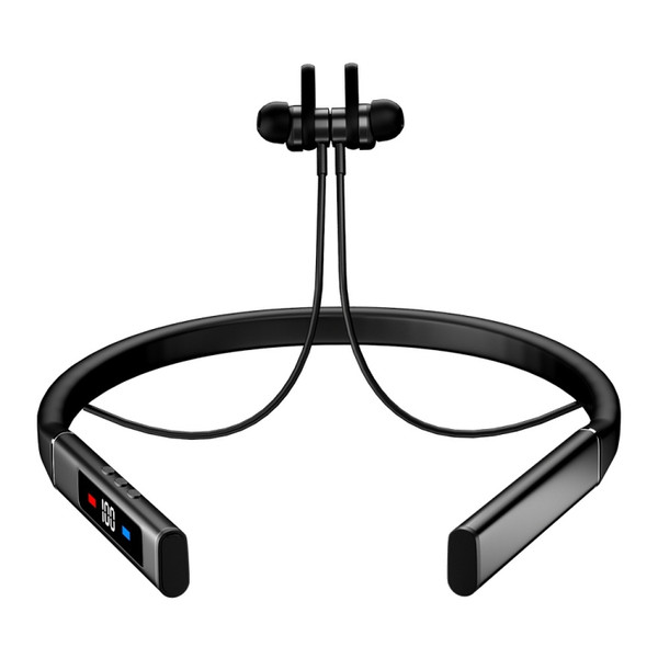 k18 Wireless Bluetooth Neck-mounted Magnetic Noise Cancelling Earphone with Digital Display Function