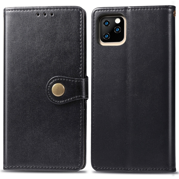 Retro Solid Color Leather Buckle Mobile Phone Protection Leather Case with Photo Frame & Card Slot & Wallet & Bracket Function for  iPhone XI Max（2019）