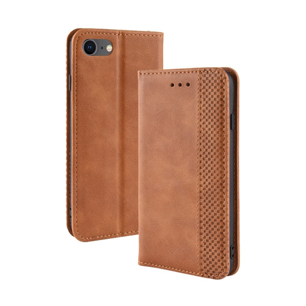 For iPhone SE (2020) Magnetic Buckle Retro Crazy Horse Texture Horizontal Flip Leather Case  , with Holder & Card Slots & Photo Frame