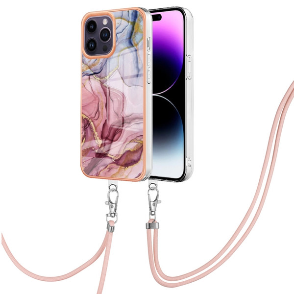 Electroplating Marble Dual-side IMD Phone Case with Lanyard