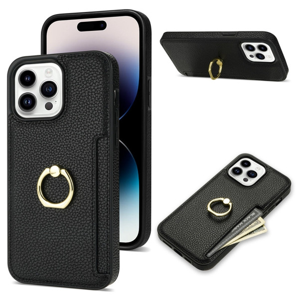 Ring Card  Litchi Leather Back Phone Case
