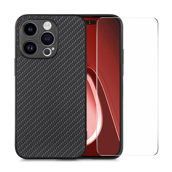 ENKAY Fiber Leather Skin PC Phone Case with High Aluminum-silicon Glass Film