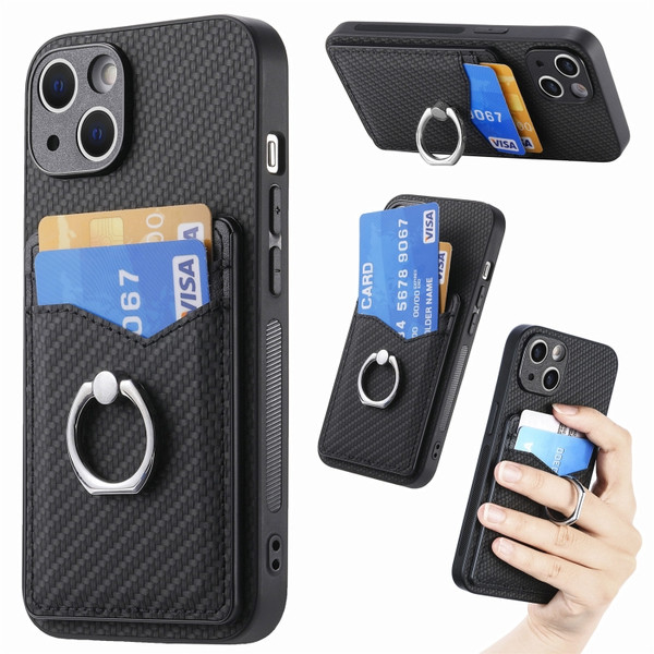 Carbon Fiber Card Wallet Ring Holder Phone Case