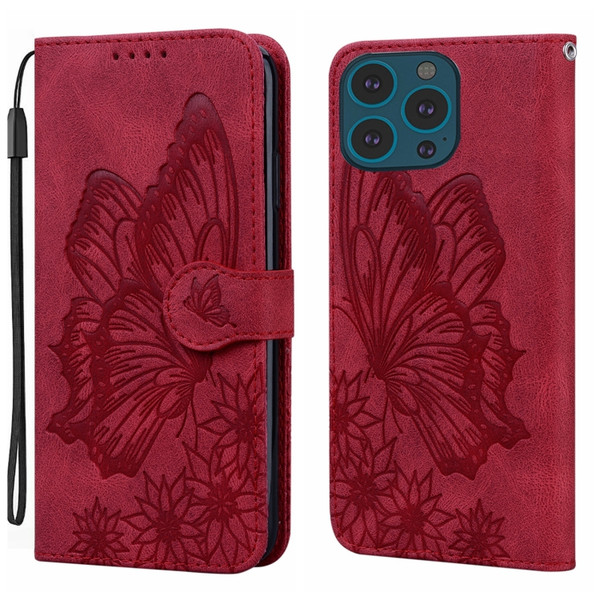 Retro Skin Feel Butterflies Embossing Leather Phone Case