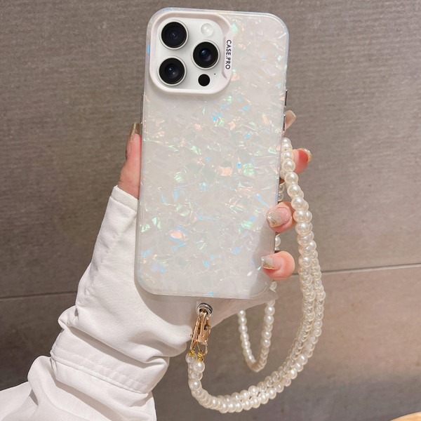 Shell Texture Crossbody Pearl Chain TPU Hybrid Acrylic Phone Case