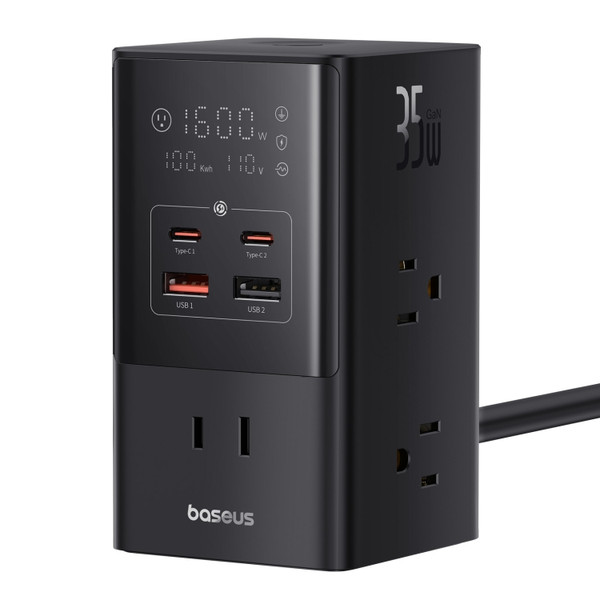 Baseus PowerCombo Tower Power Strip 6xAC+2xType-C+2xUSB 35W with 1.5 Power Cord, US Plug