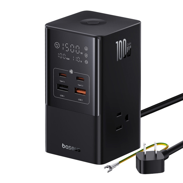 Baseus PowerCombo Tower Power Strip 3xAC+2xType-C+2xUSB 100W with 1.5 Power Cord, JP Plug