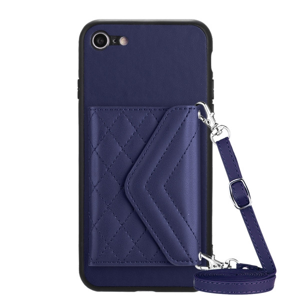 Rhombic Texture Card Bag RFID Phone Case with Long Lanyard