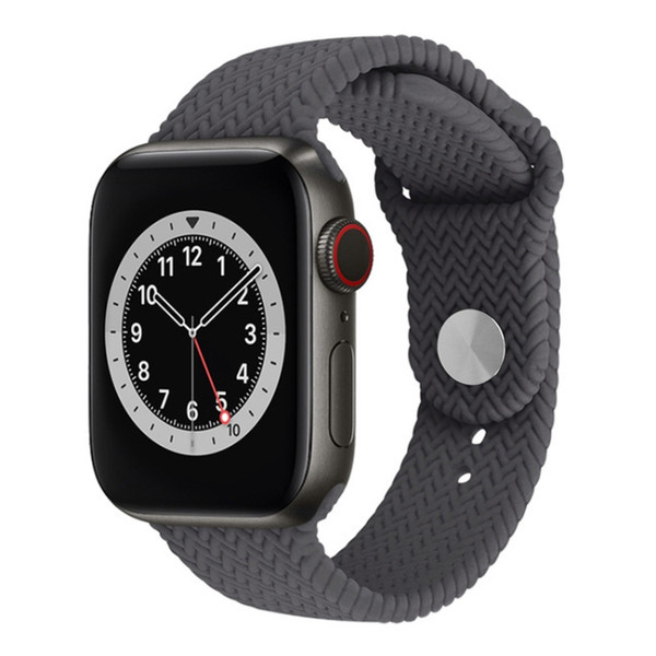 Woven Pattern Silicone Snap Watchband For Apple Watch Series 6 & SE & 5 & 4 40mm / 3 & 2 & 1 38mm