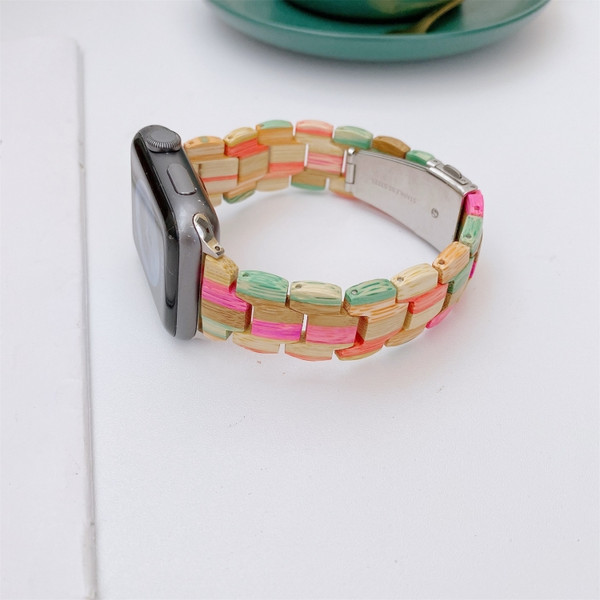 Wooden Bead Woven Watchband For Apple Watch Series 6 & SE & 5 & 4 44mm / 3 & 2 & 1 42mm