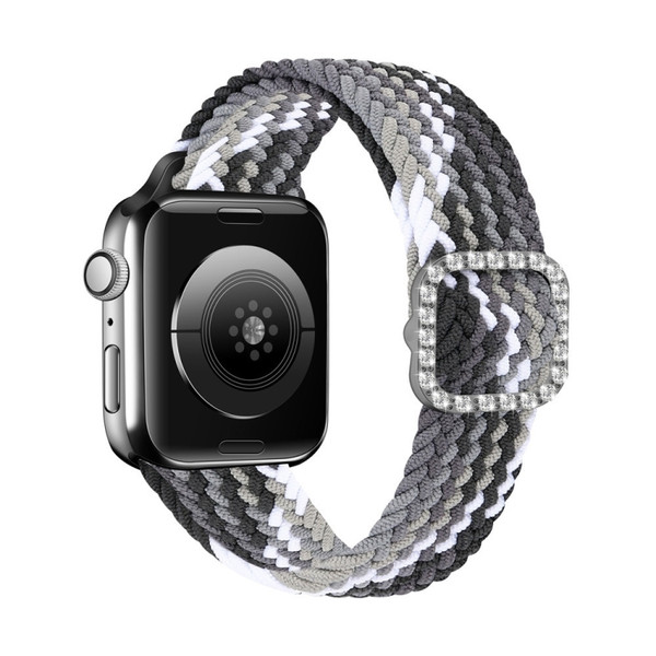 Adjustable Nylon Braided Elasticity Diamond Buckle Replacement Strap Watchband For Apple Watch Series