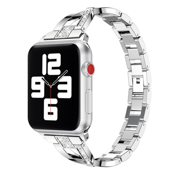 Diamond Encrusted Stainless Steel Strap Watchband For Apple Watch Series