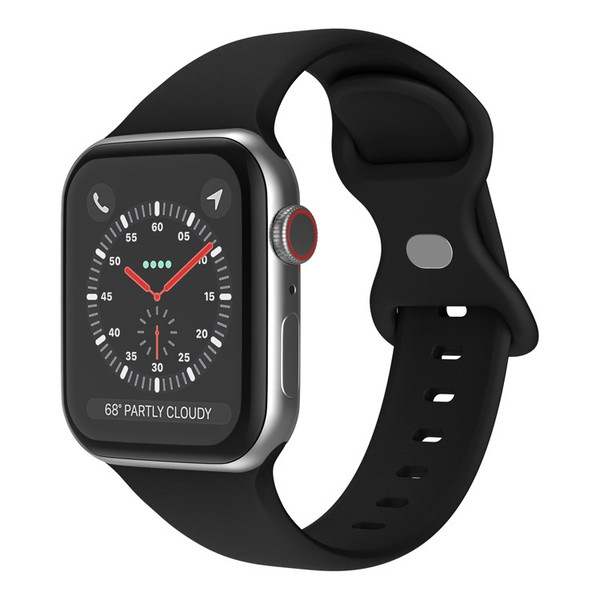 Butterfly Buckle Silicone Watchband, Size: S For Apple Watch Series