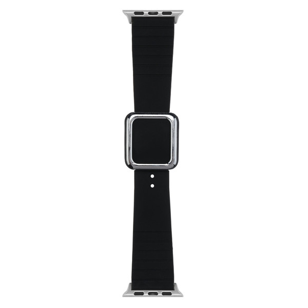 Silver Square Buckle Silicone Watch Band For Apple Watch Series