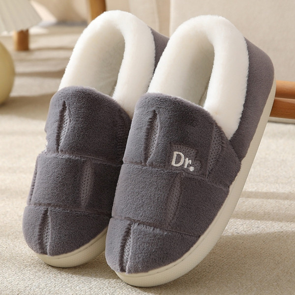 Autumn and Winter Plaid Thickened Warm Cotton Slippers Non-slip Home Cotton Shoes