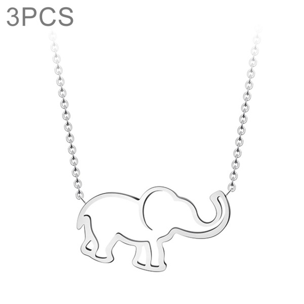 3 PCS Women Stainless Steel Origami Elephant Pendant Necklaces