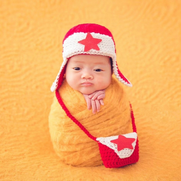 Lei Feng Cap + Back Pocket Children Photography Apparel for 0-3 Months Baby