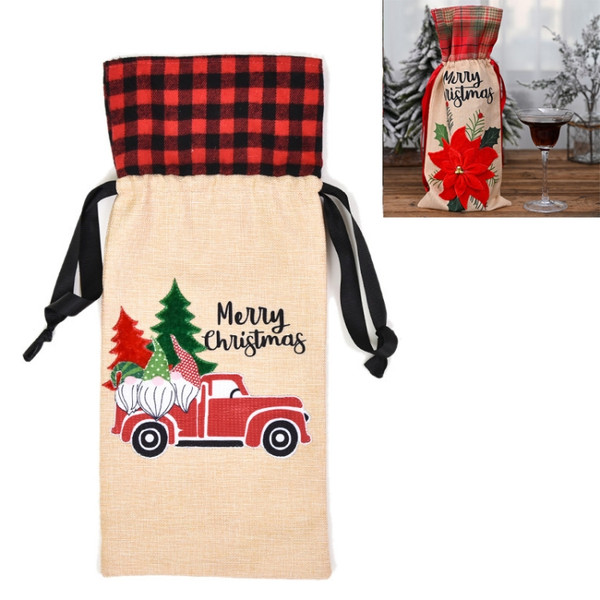 Christmas Decorations Imitation Linen Wine Bottle Cover