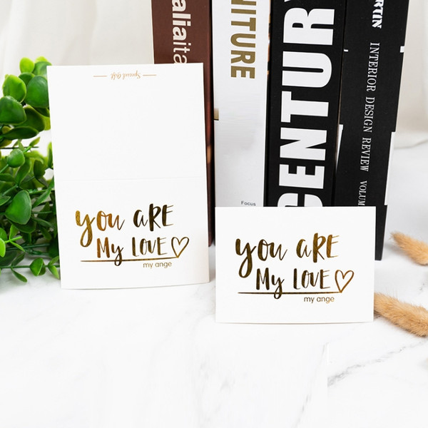 100 PCS Valentines Day Bronzing Greeting Card Flower Shop Birthday Thank You Card