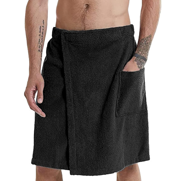 Adjustable Sticky Beach Towel Shower Room Men Wearable Bathrobe with Pockets