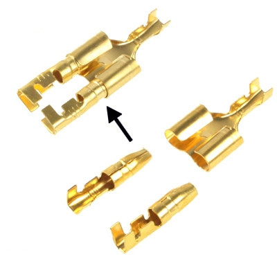 100pcs DIY Crimp Terminal Female to 2 x Male Spade Connector, Cable size: 1-2.5mm2 (100pcs in one packaging, the price is for 100pcs)