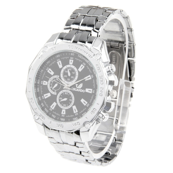 Round Dial 3 Decoration Dials Men Quartz Watch with Metal Band
