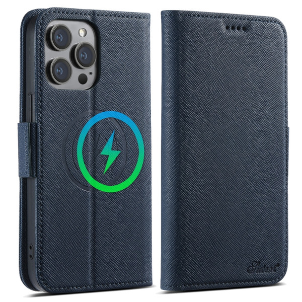 Suteni J08 Multifunctional Cross Texture MagSafe Leather Phone Case