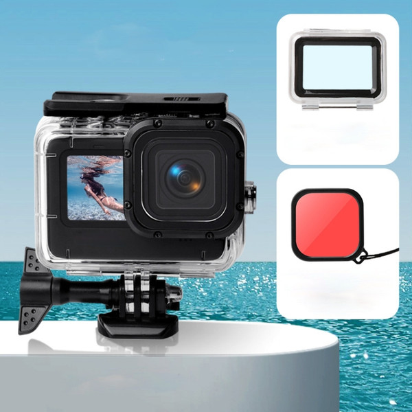 Waterproof Case + Touch Back Cover + Color Lens Filter for GoPro HERO10 Black / HERO9 Black