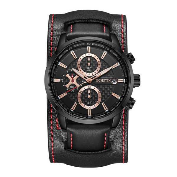 Ochstin 7231 Multifunctional Business Leather Wrist Wrist Waterproof Quartz Watch