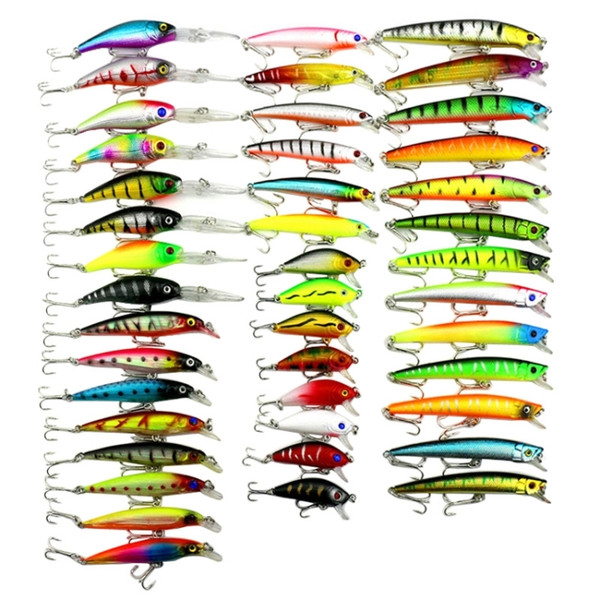 HENGJIA 43 PCS Fly Fishing Lure Set 6 Models Fishing Tackle Plastic Hard Bait Lure Wobbler Carp