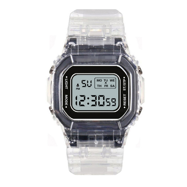 Outdoor Sports Simple Transparent Case Waterproof Luminous Electronic Watch
