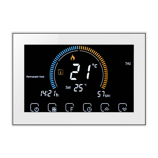 BHT-8000-GA Control Water Heating Energy-saving and Environmentally-friendly Smart Home Negative Display LCD Screen Round Room Thermostat without WiFi
