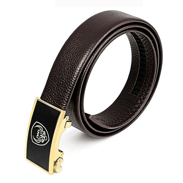 Men Casual Cow Leather Belt Waistband with Buckle Head, Length: 120cm