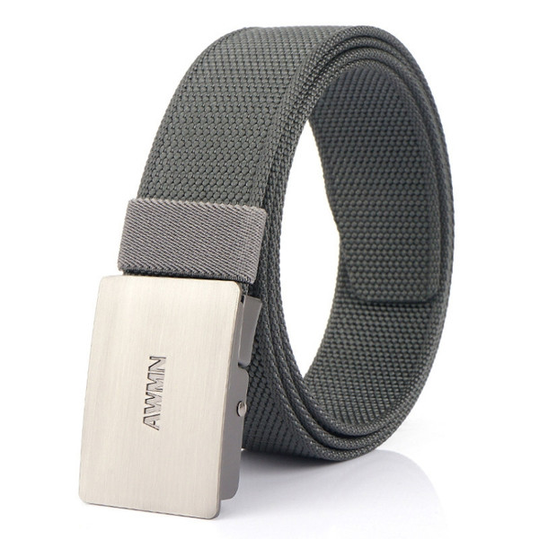 AWMN Men Nylon Canvas Cargo Jeans Casual Buckle Belt