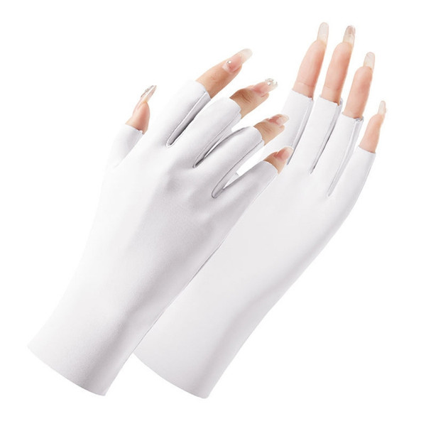 Ladies Sunscreen Gloves Half Finger Ice Silk Gloves,Style: