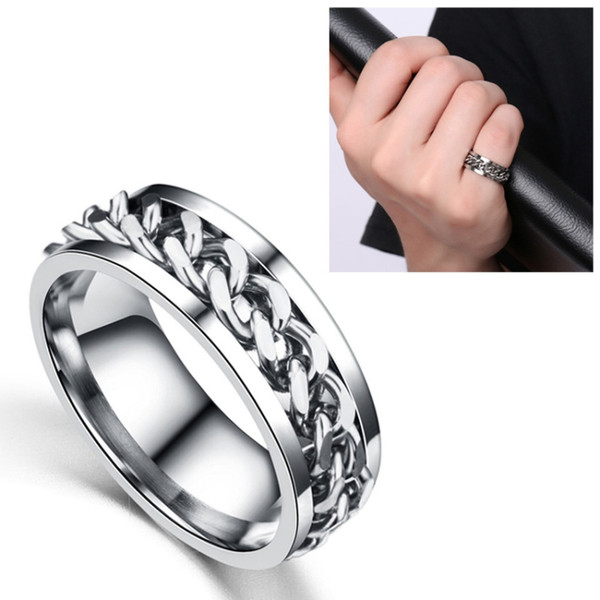 Punk Rock Stainless Steel Rotatable Chain Rings