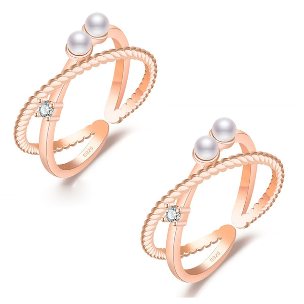 2 PCS J358 Ladies Fashion Pearl Index Finger Open Ring
