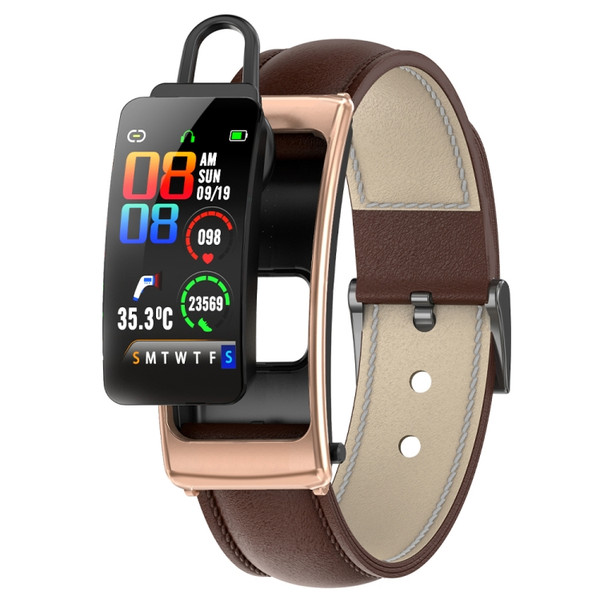 K20 1.14 inch Leather Band Earphone Detachable Life Waterproof Smart Watch Support Bluetooth Call