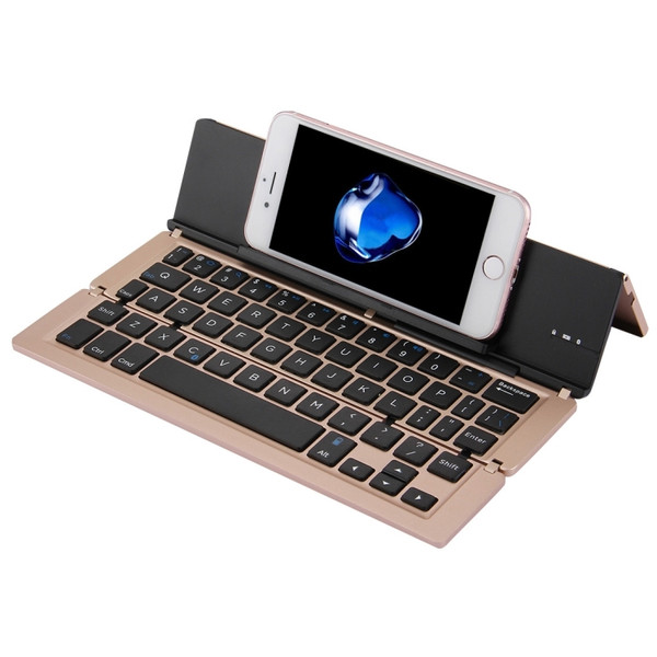 F18 Ultra-slim Rechargeable Foldable 58 Keys Bluetooth Wireless Keyboard with Holder