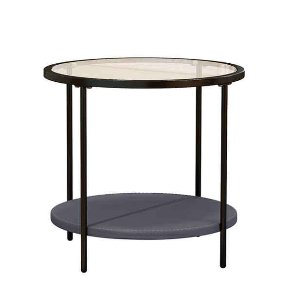 Coffee Table Share with Pets Multi-function Tempered Glass Round Shape Tabletop Tea Table, Size: 21.6x21.6x20.2 inch