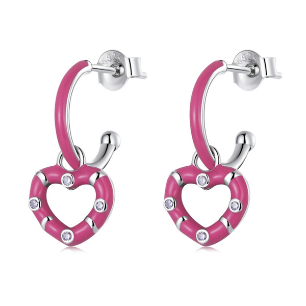 S925 Sterling Silver Simple Heart Women Earrings