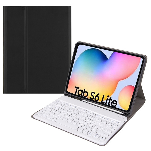 Round Cap Bluetooth Keyboard Leather Case with Pen Slot, without Touchpad