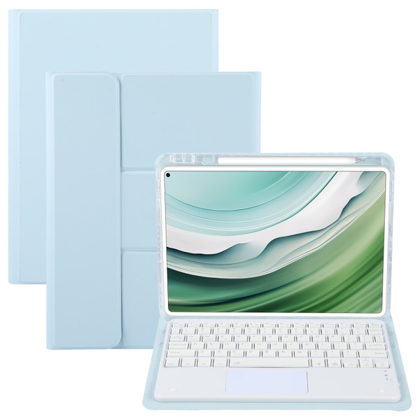 Square Button Bluetooth Keyboard Rotatable Holder Leather Case with Touchpad