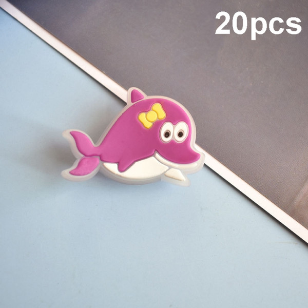 20pcs Luminous Ocean Series PVC Soft Rubber Cave Shoes Decorative Buckle