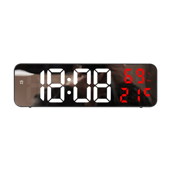 671  Mirror Screen Digital LED Alarm Clock USB Plug-in/Battery Dual-use With Temperature/Humidity Display